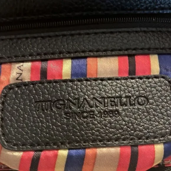 Tignanello Black Leather Pebbled Shoulder Bag Women’s Handbag - Picture 6 of 9